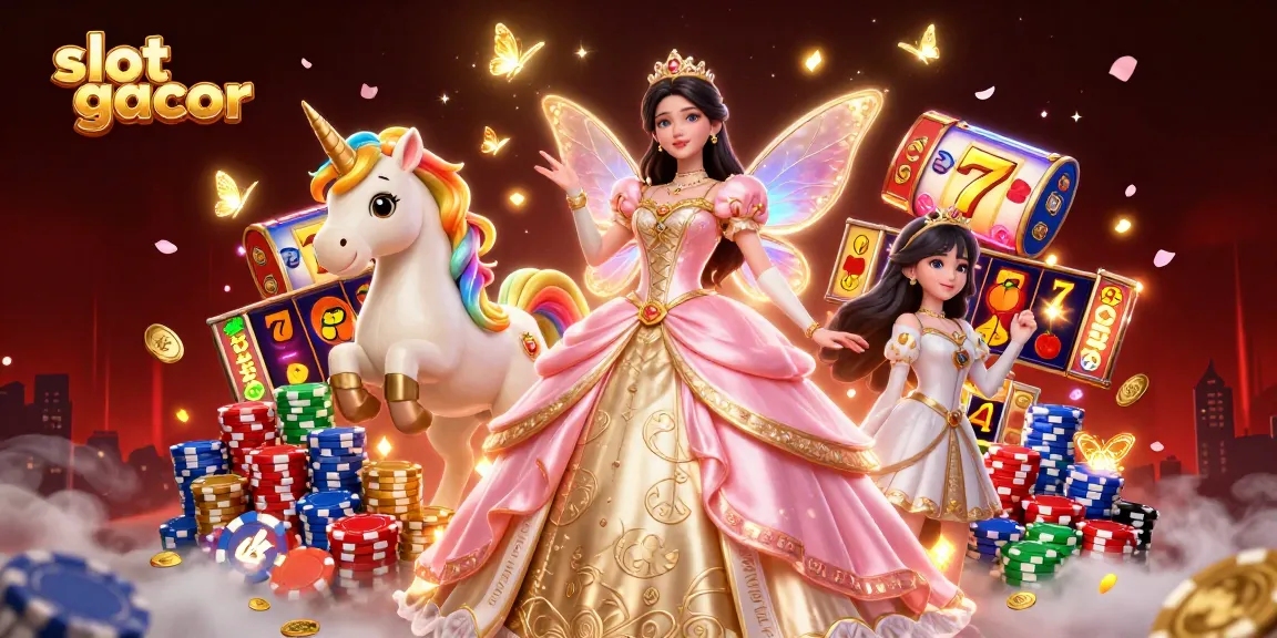 Experience excitement with slot gacor as the glamorous woman spins colorful slots in a vibrant casino scene.