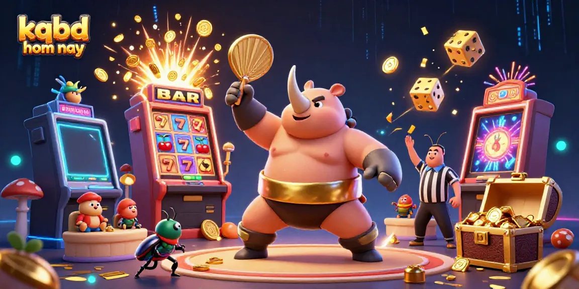 Check out kqbd hom nay as the rhinoceros beetle champion stumps for coins in this vibrant casino scene.