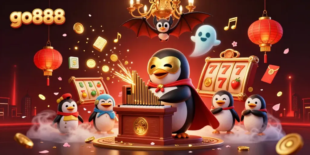 Experience high-energy gameplay at go888 with vibrant casino elements and dynamic characters in a visually stunning 3D illustration.