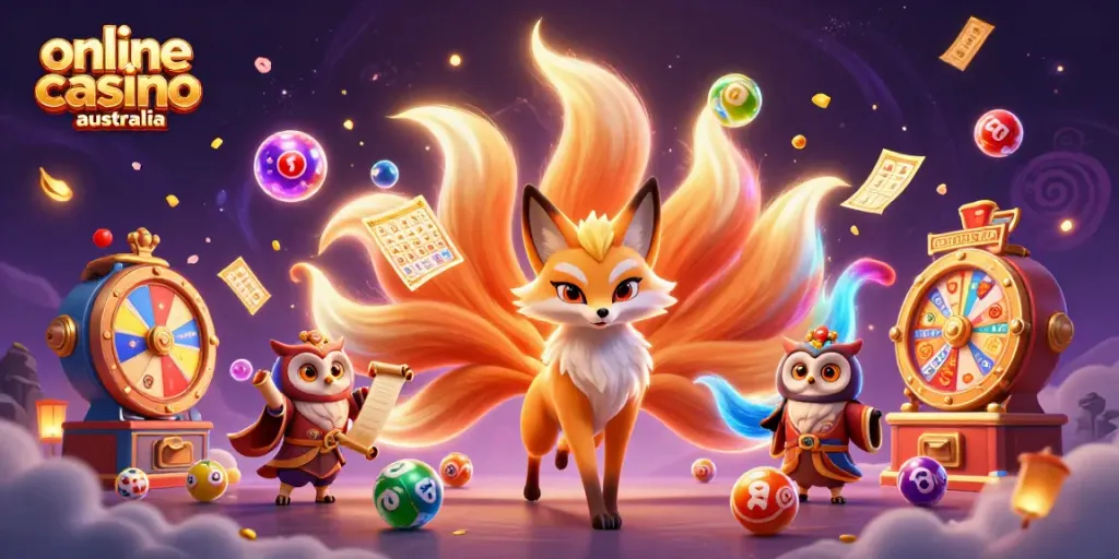 Experience the vibrant online casino Australia scene with glowing characters and dynamic gaming elements.