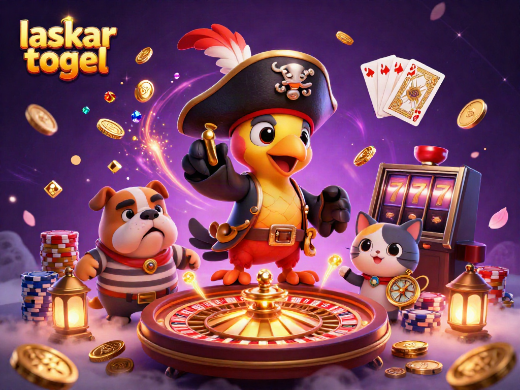 Experience the excitement of laskar togel with a vibrant 3D illustration of a playful pirate scene.
