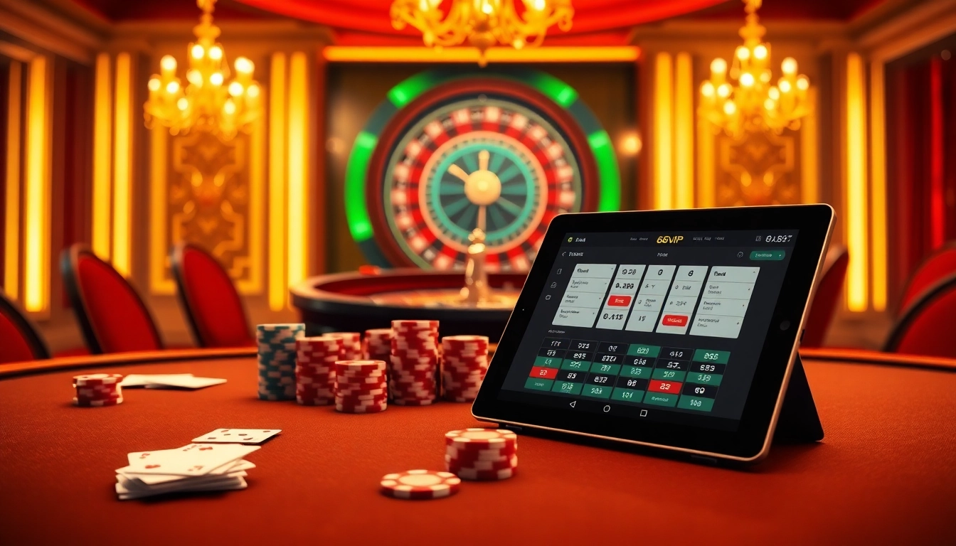 Experience the thrill of casino gaming with 68VIP at a luxurious poker table.