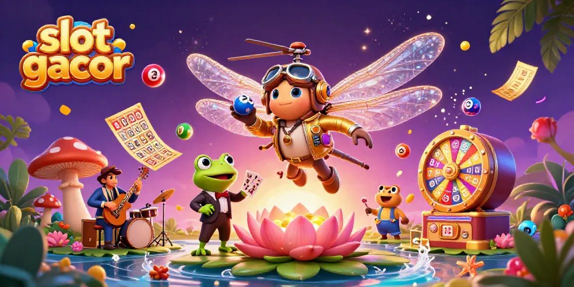 Engage in vibrant slot gacor gameplay surrounded by whimsical characters in this 3D casino scene.