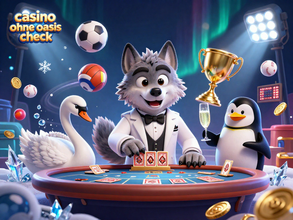 Enjoy thrilling games with casino ohne oasis check, featuring lively characters at a baccarat table.