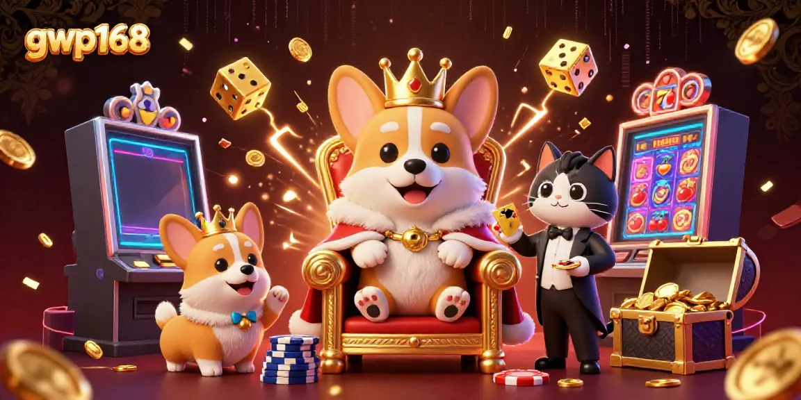 GWP168 menghadirkan slot gacor dengan jackpot dan dekorasi mewah di ilustrasi 3D.