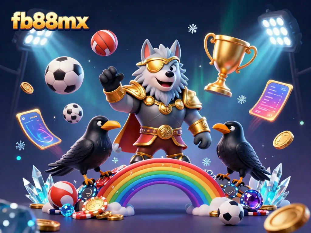 Engage in premium gambling with fb88mx featuring Odin and his ravens amid a vibrant casino scene.