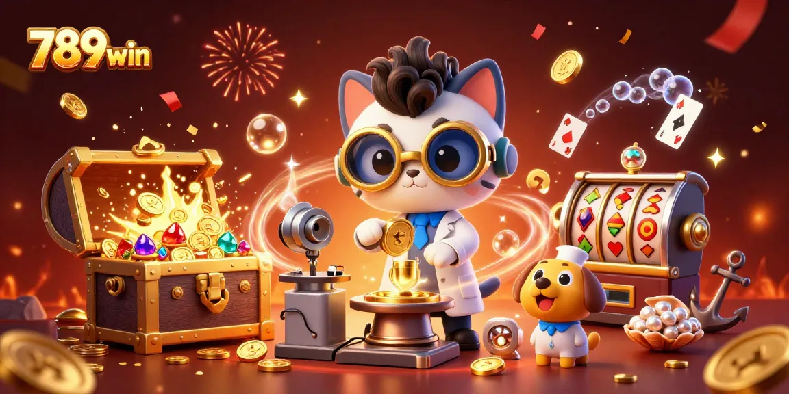 Experience the excitement of 789win as the mad scientist cat creates a jackpot scene in vibrant 3D!