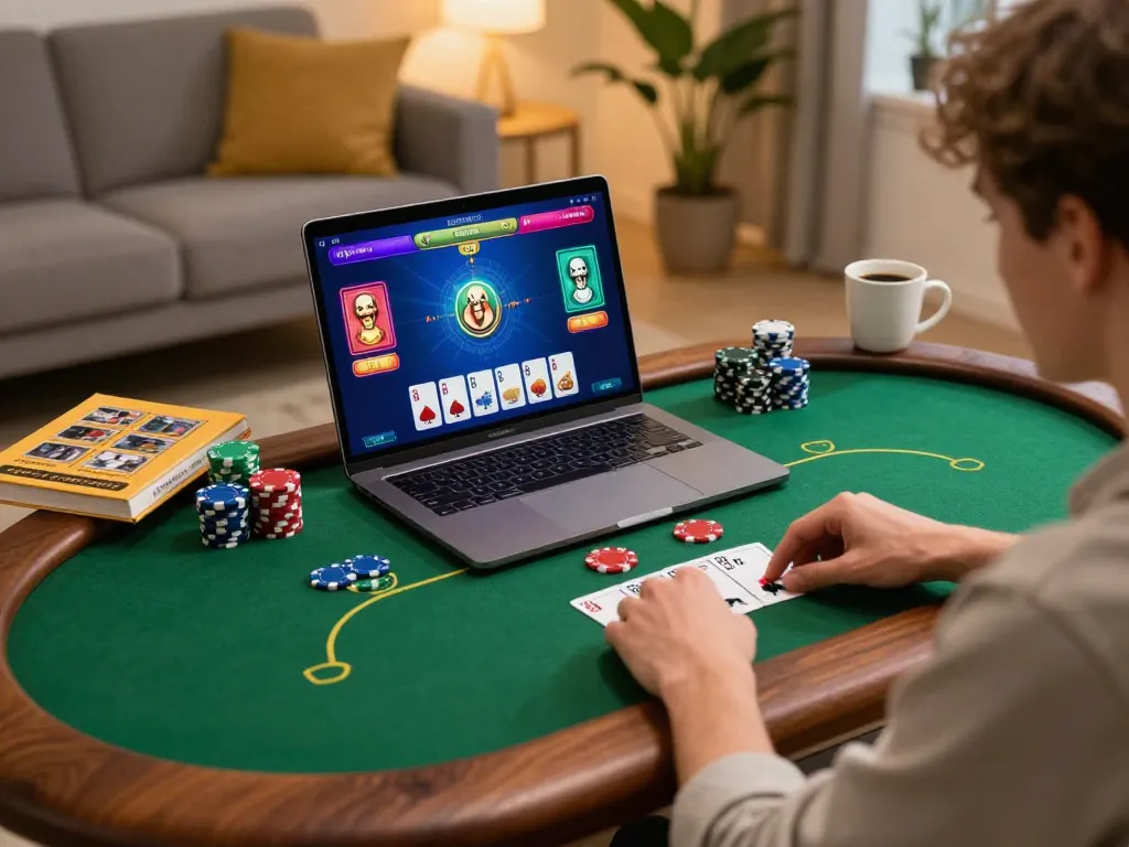 SC88 player strategizing in an engaging online poker game from home.