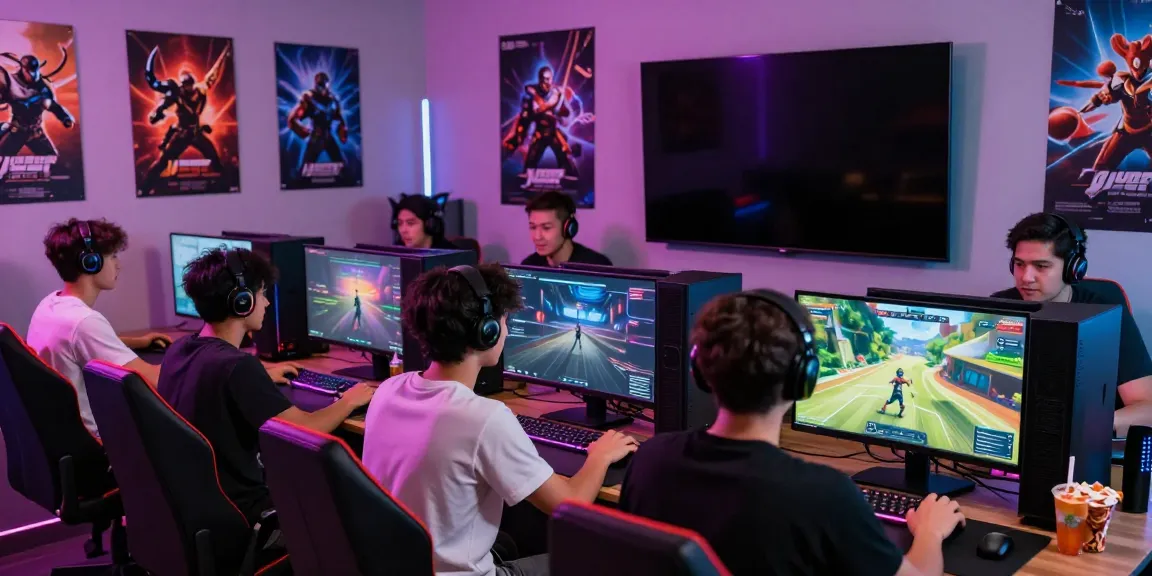 Friends immersed in an online gaming session, showcasing akunjp gaming culture.