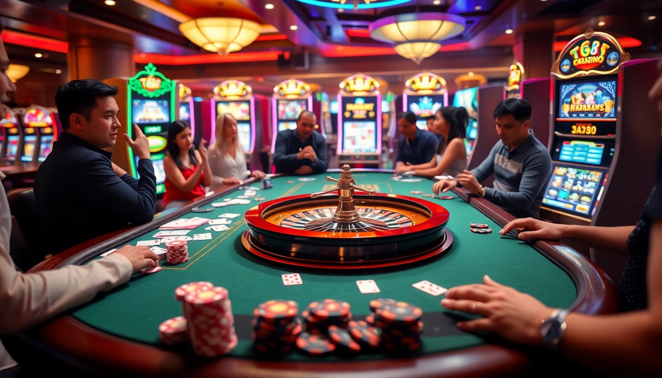 Experience the thrill of gambling at the TG88 gaming table with poker chips and cards.