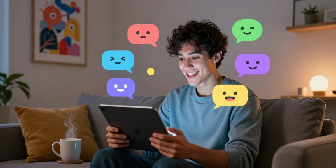 Engaging chat experience with Crushon AI character on a tablet, vibrant chat bubbles.