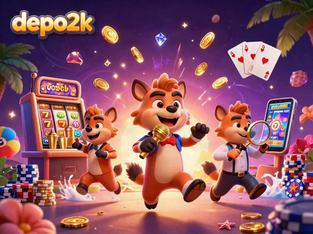 Win big with depo2k at a vibrant casino featuring dynamic hyena characters.