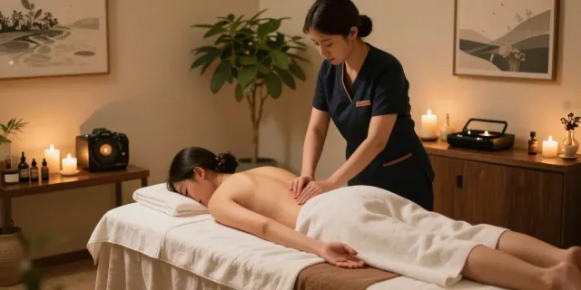 Relaxation scene of 강남출장마사지 in an elegant spa with calming decor and soothing ambiance.