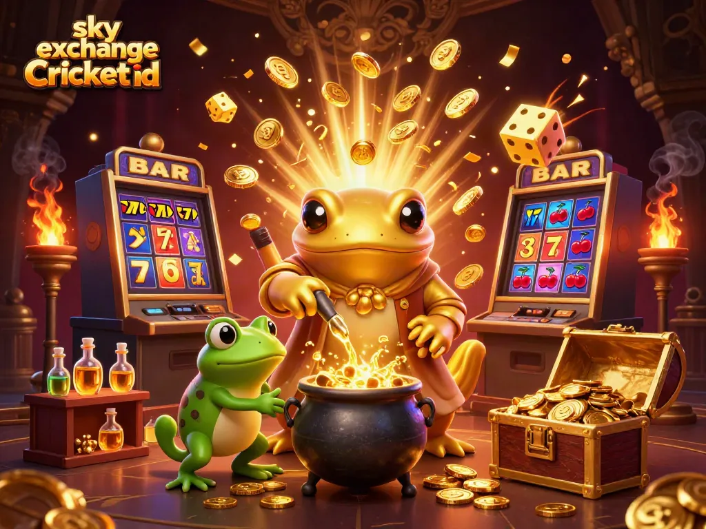 Dynamic scene showcasing a sky exchange Cricket id theme with magical characters in a vibrant casino setting.