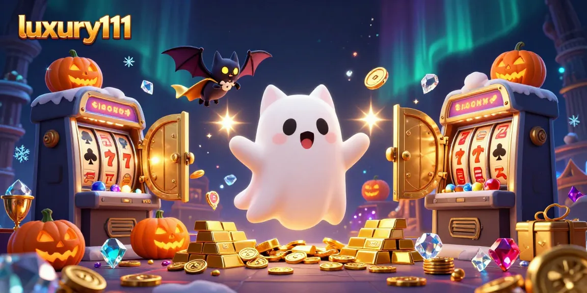 Engage with luxury111's vibrant haunted casino scene, featuring a ghostly cat and treasures.