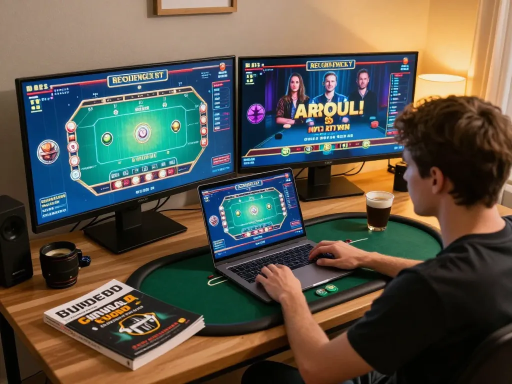 Engaged user playing 98win online poker, showcasing strategy and immersive gameplay.