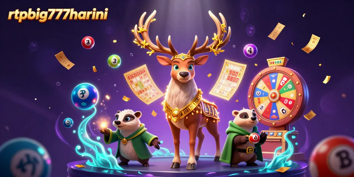 Win big with rtpbig777hariini's vibrant lottery-themed 3D casino illustration.