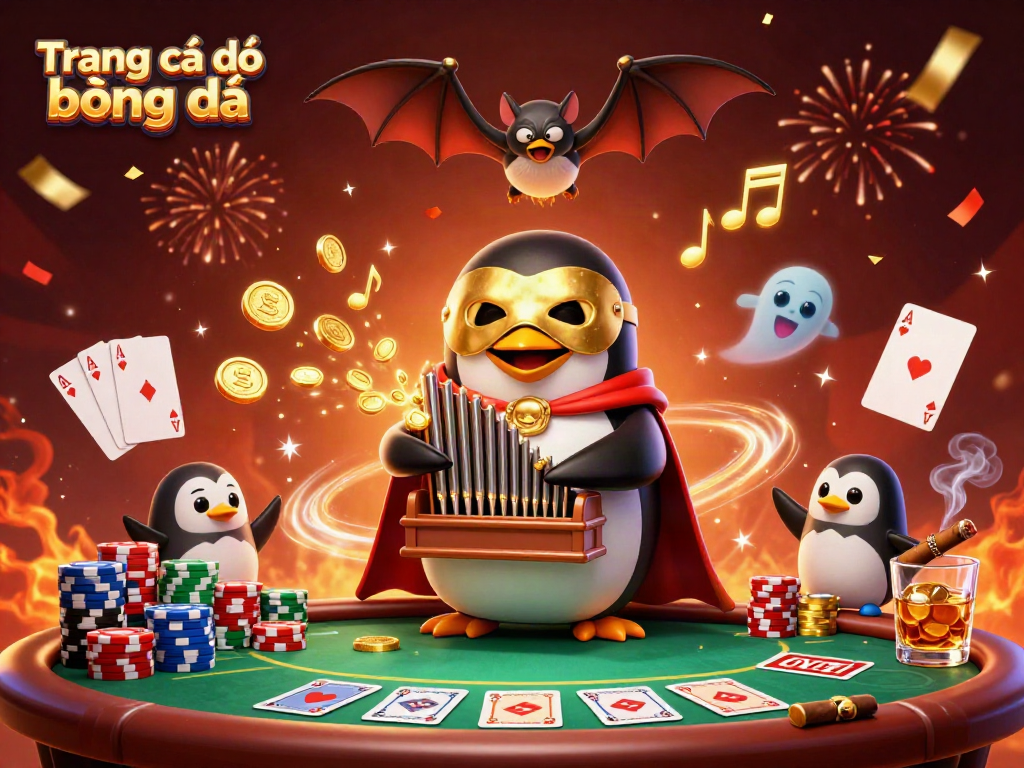 Experience thrilling wins on Trang cá độ bóng đá with dynamic gaming elements like poker stacks and golden coins.
