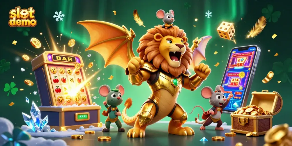Menjelajahi slot demo dengan pengalaman kasino terbaik dari GWP168, menampilkan simbol keberuntungan dan mesin slot yang menawan.