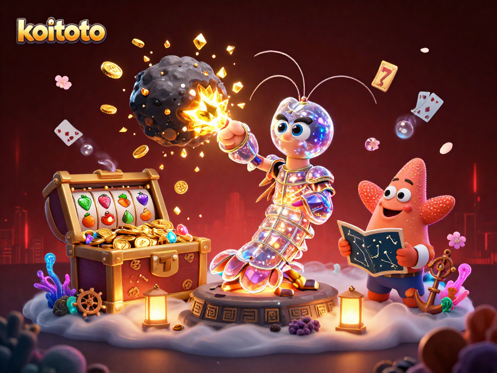 Koitoto memenangkan jackpot dengan kemenangan emas dari mesin slot yang penuh warna.
