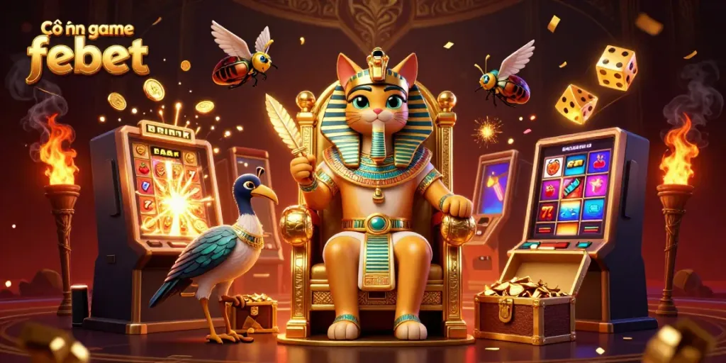 Experience the thrill at Cổng game febet with a vibrant 3D casino scene full of action.