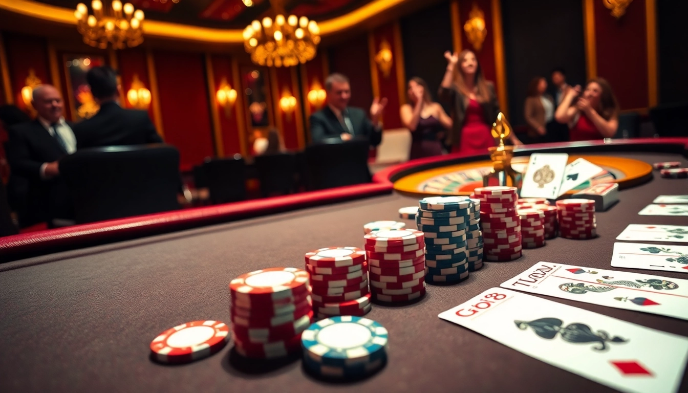 Go8 players engaging thrilling poker games at a luxurious casino table.