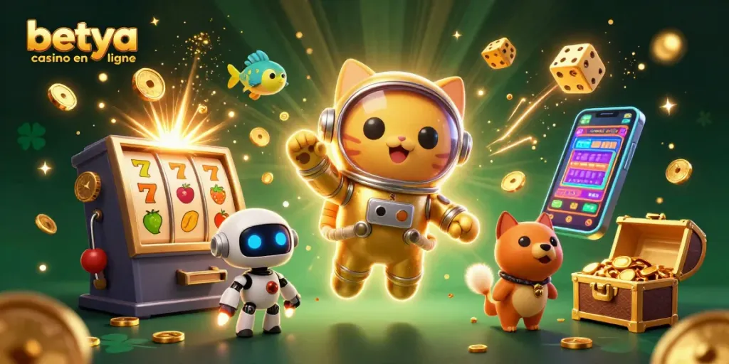 Experience the thrill of betya casino en ligne with vibrant 3D imagery of games and characters.