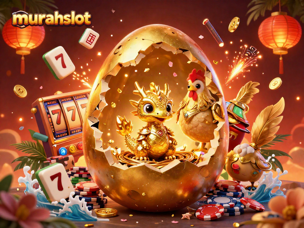 Menangkan putaran gratis di murahslot dengan naga emas dan chip poker di sekitar.