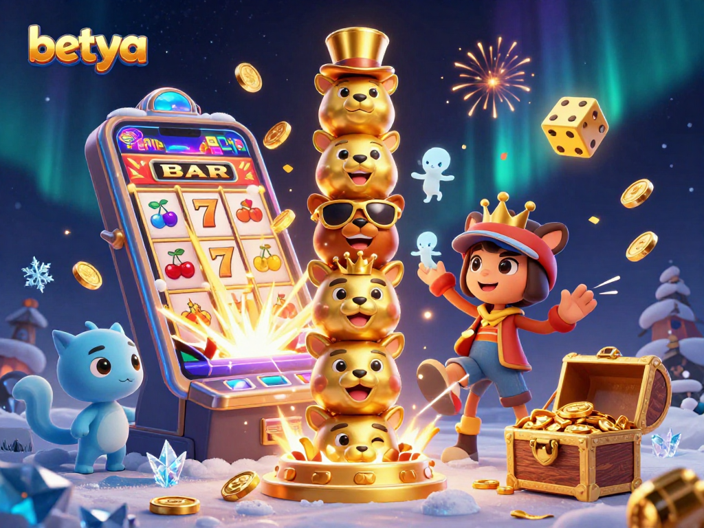 Spin the reels with betya at this vibrant casino-themed illustration showcasing dynamic game elements.