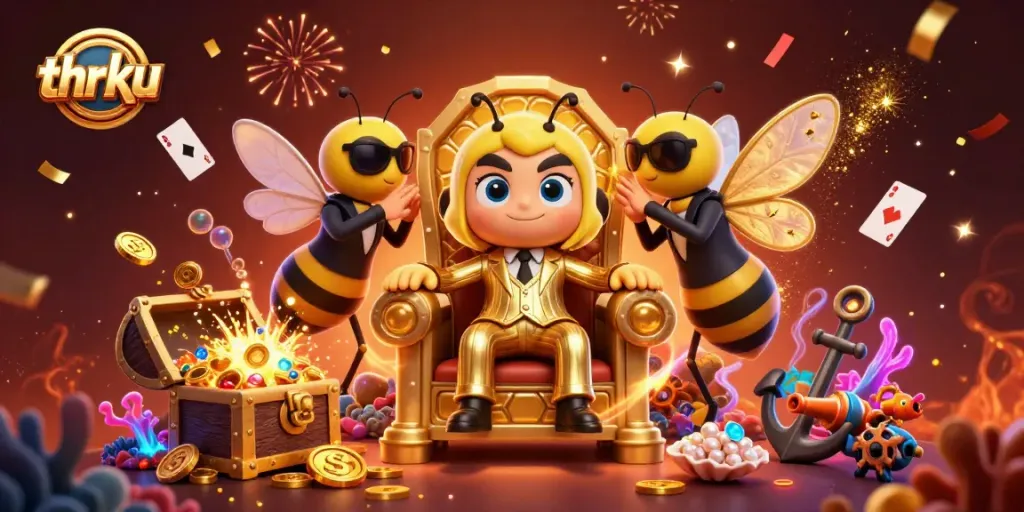 Engage thrilling gameplay with thrku, featuring dynamic characters and colorful casino elements.