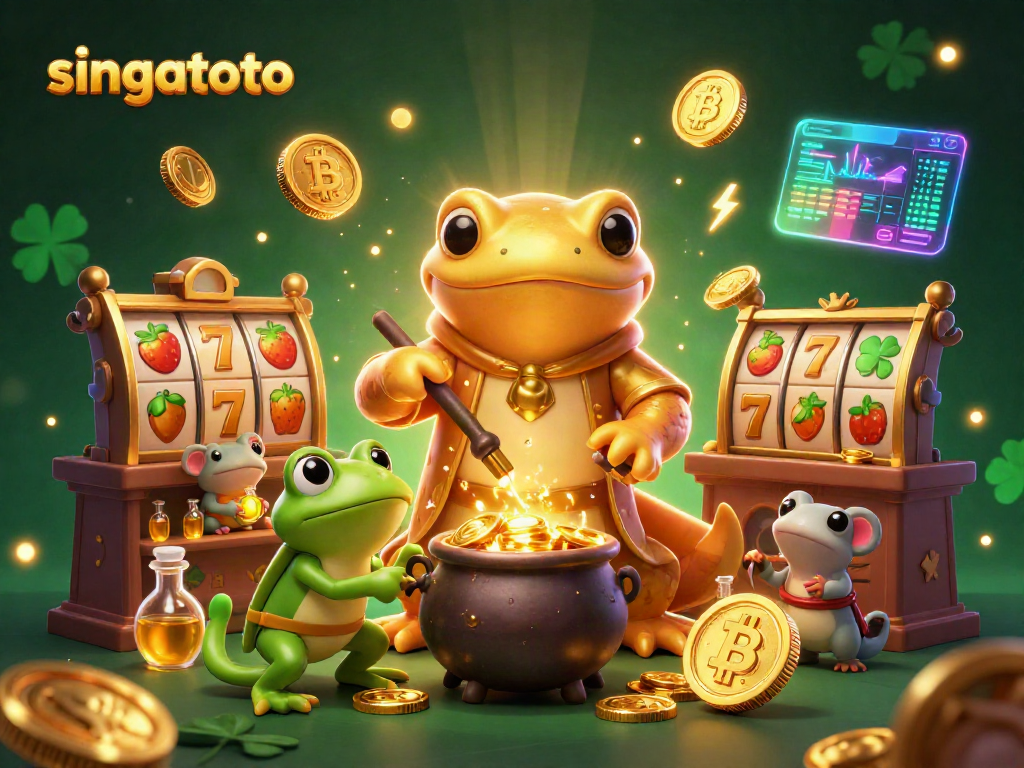 Experience the enchanting high-energy world of Singatoto with a vibrant casino scene illustrating gameplay and winning opportunities.