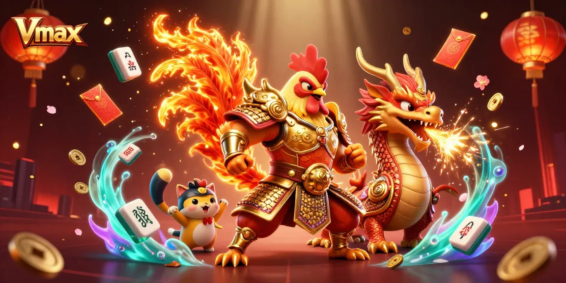 Experience thrilling gameplay with Vmax in an action-packed casino-themed illustration.