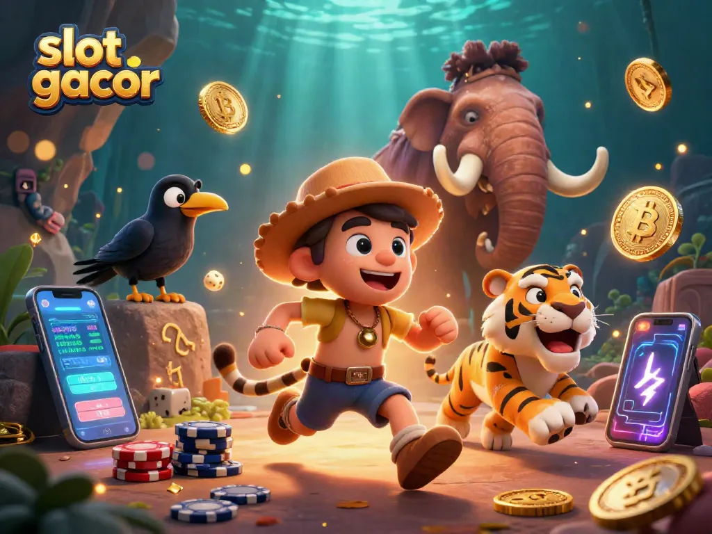 Permainan slot gacor di kasino prasejarah dengan karakter lucu dan elemen kripto.