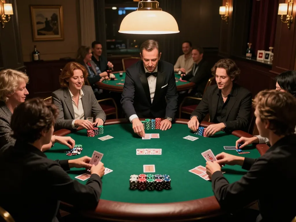 Players engaging in a thrilling poker game at rikvip, enjoying camaraderie and strategy in an elegant setting