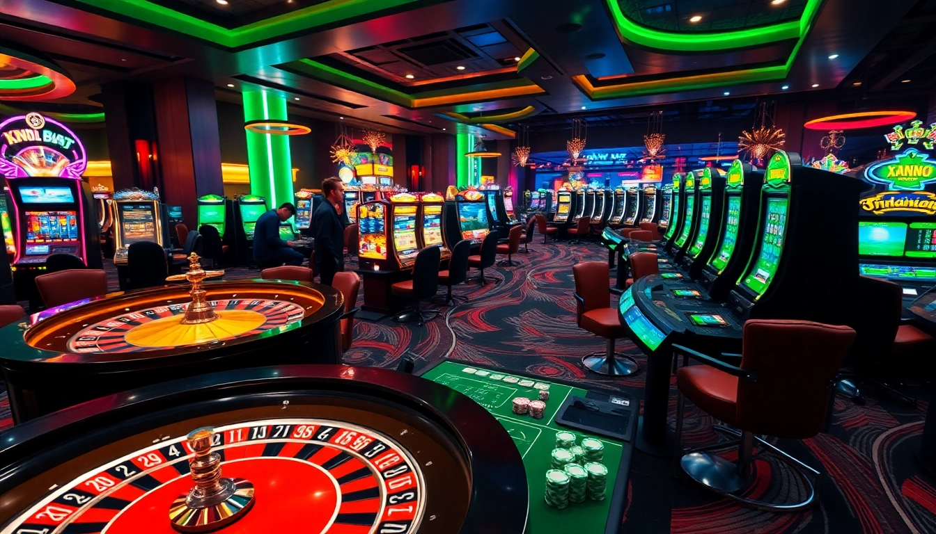 Players engaging in the xn88 bet experience at a vibrant online casino with interactive gaming elements.