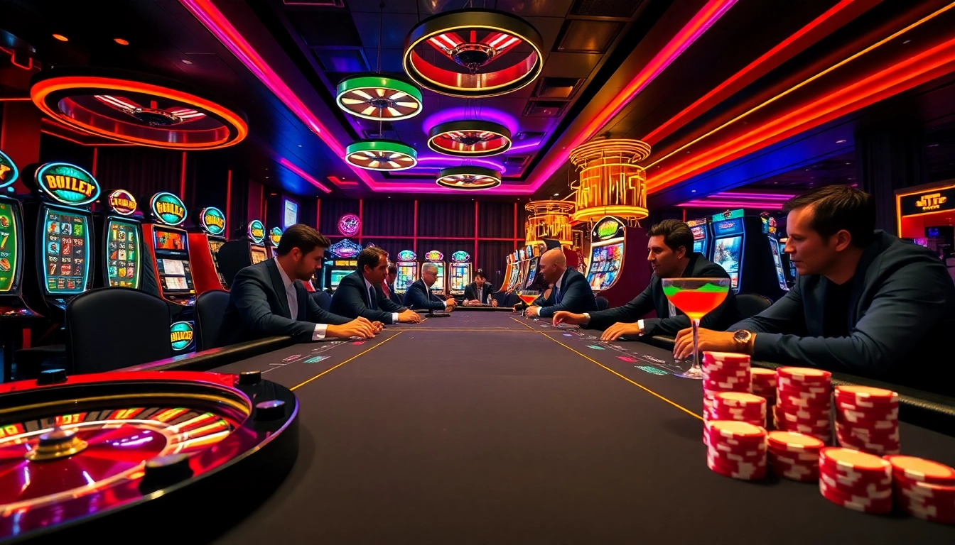 Hitclub casino players strategizing at a vibrant poker table with colorful chips.
