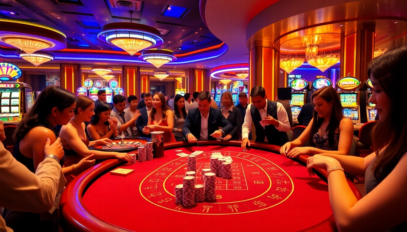 Experience high-stakes action at https://red88.hot/ with a busy baccarat table and enthusiastic players.