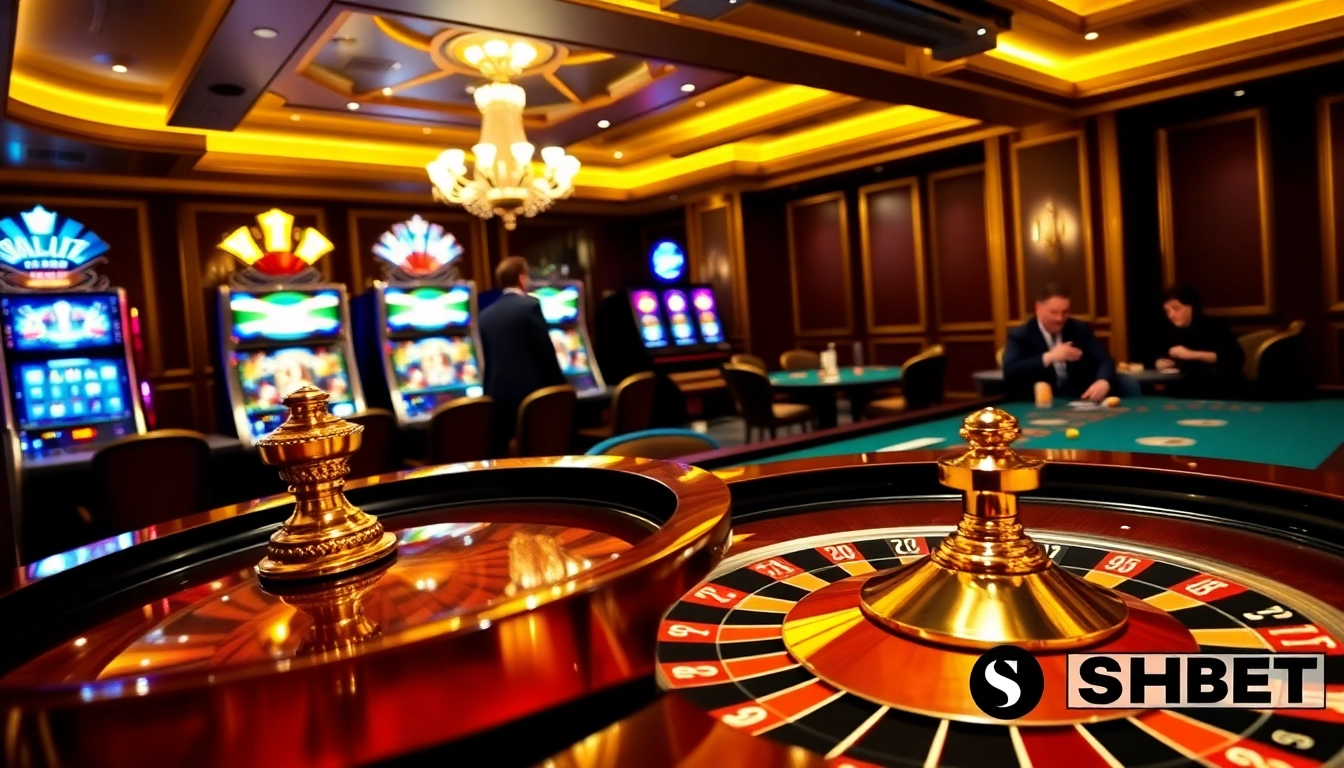 Experience thrilling gameplay at SHBET with a luxurious casino setting filled with popular games.