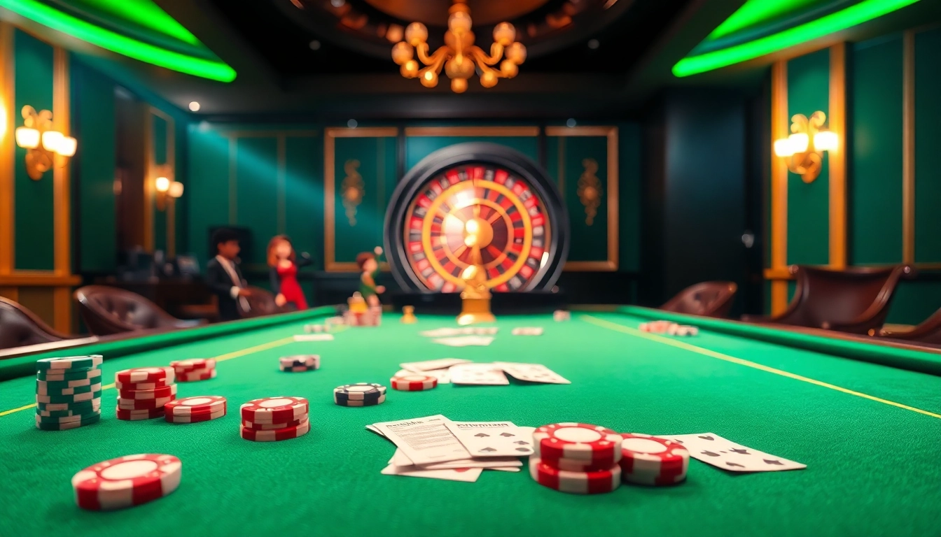 Engaging scene of sports betting with poker chips and a betting table on Situs Judi Bola platform.