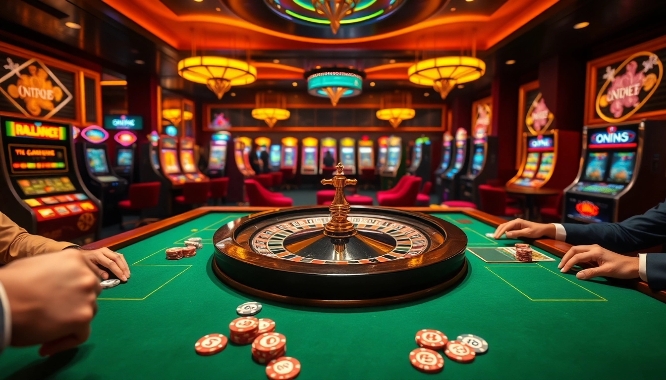 Exciting dn88 gaming experience with vibrant casino tables and enthusiastic players.