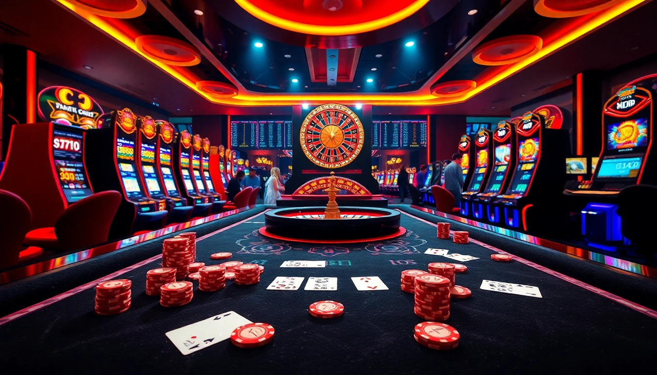 Experience the excitement of 777vip with lively casino games, poker chips, and vibrant slot machines.