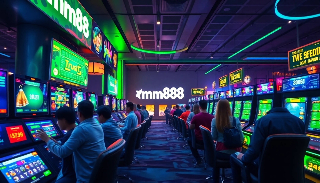 Engaging online gaming experience at mm88 featuring vibrant, modern digital interfaces and diverse players.
