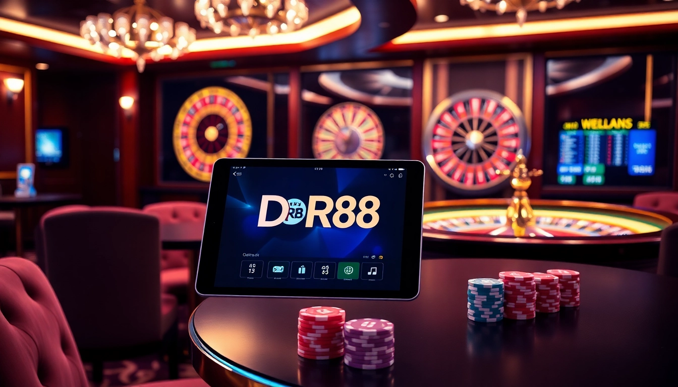 Experience excitement with the DR88 app showcasing vibrant online casino games and betting options.