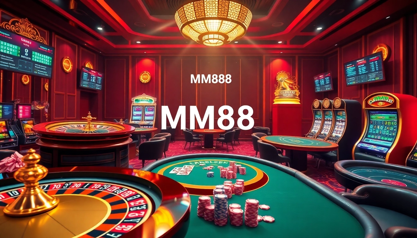 Players enjoying a thrilling experience at MM88 online casino with vibrant tables and exciting game elements.