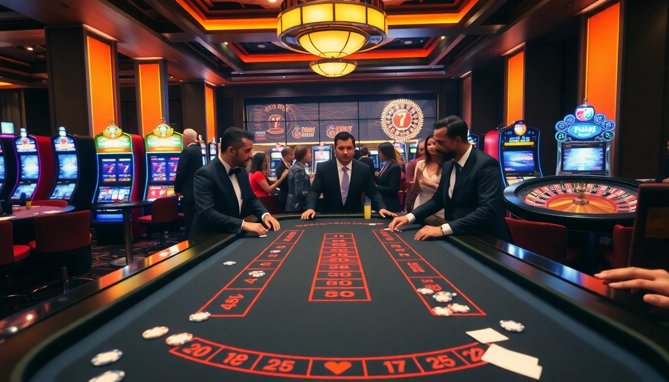 High-energy Baccarat game scene at https://xx88.us/ with players and glowing casino elements.