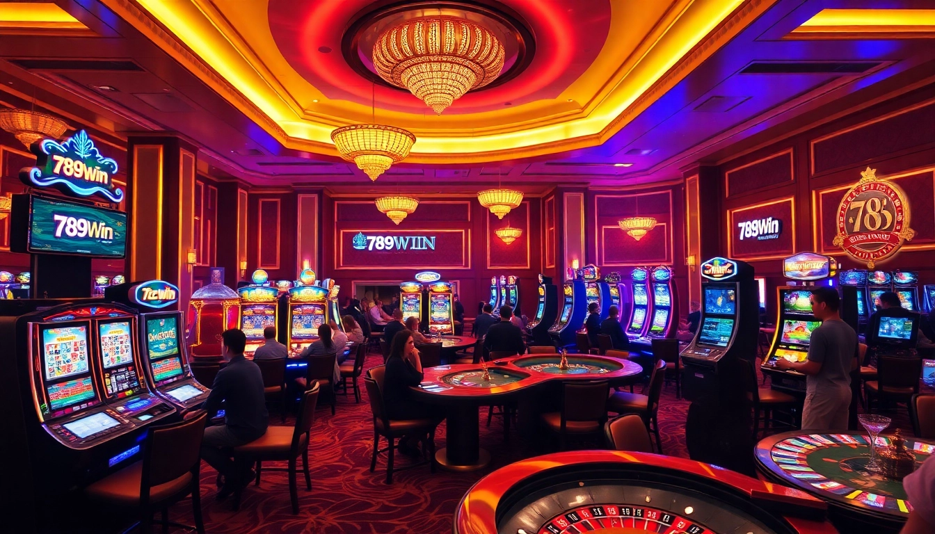 Experience the excitement of 789Win's vibrant casino atmosphere filled with games and players.