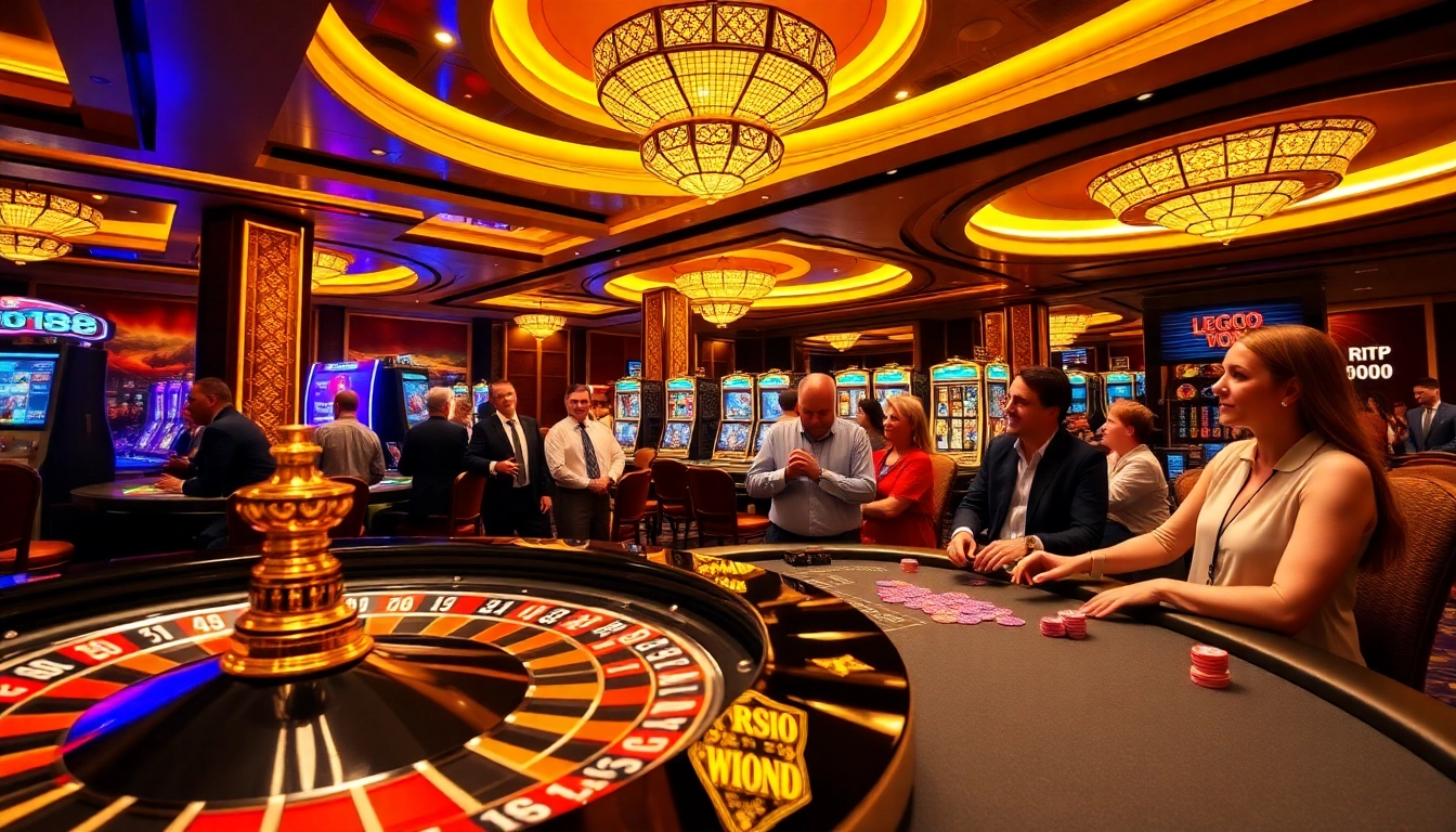 High-stakes gambling experience featuring lego138 on a vibrant casino floor with roulette and slots.