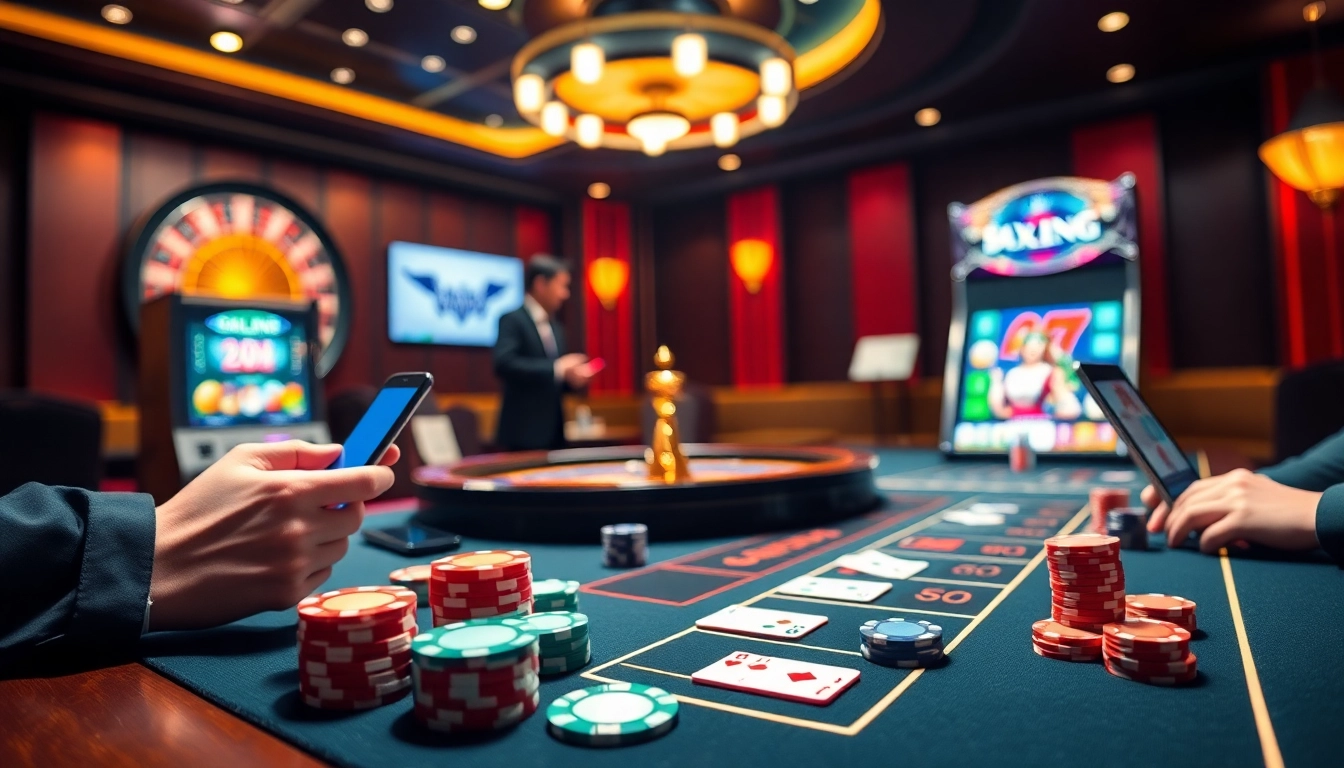 Experience the excitement of bem88 with a vibrant casino scene featuring poker chips and a roulette wheel.