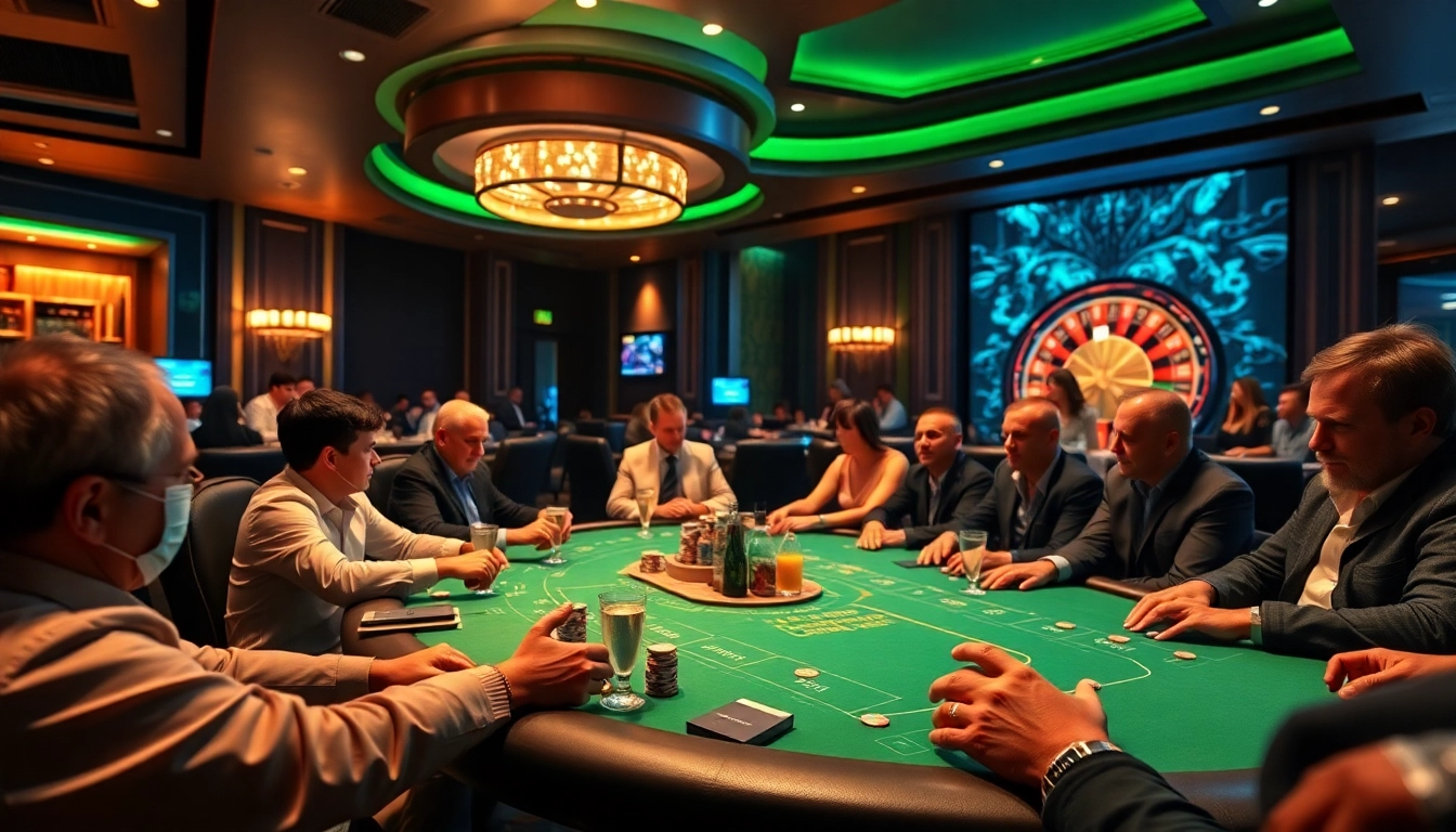 Exciting scene at 8day's poker room with players engaged in high-stakes games with vibrant atmosphere.