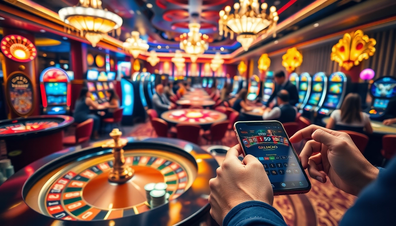 Engaging casino scene showcasing online gambling experiences from https://bl555.uk.com/ with dynamic roulette wheels and slot machines.